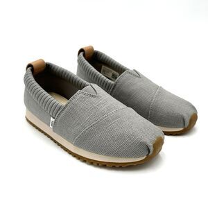 TOMS Youth Resident Drizzle Grey Heritage Canvas Kids Sneaker Size 1 Slip On